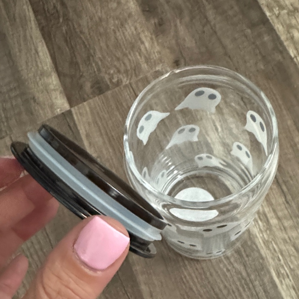 Ghost Pattern Glass Cup with lid. - Picture 3 of 3